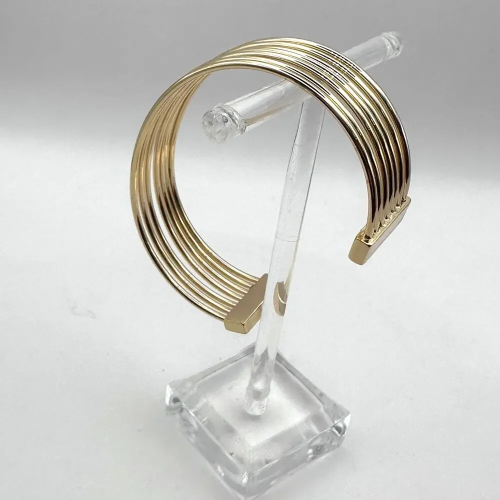 Baublebar Kaity Cuff Bracelet Gold tone Multi Layer Preppy Minimalist Jewelry